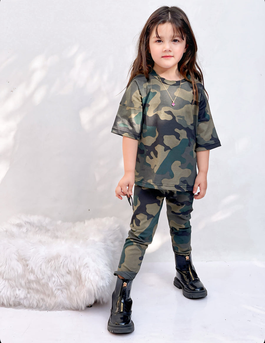 BABY GIRL CAMO PRINTED SUMMER TRACKSUIT