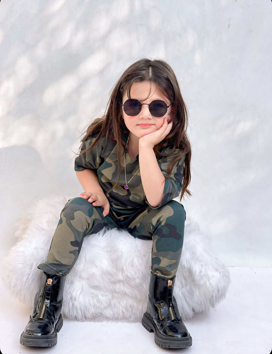 BABY GIRL CAMO PRINTED SUMMER TRACKSUIT