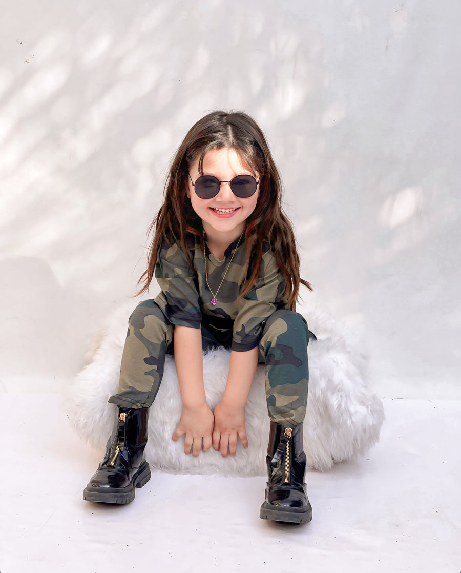 BABY GIRL CAMO PRINTED SUMMER TRACKSUIT