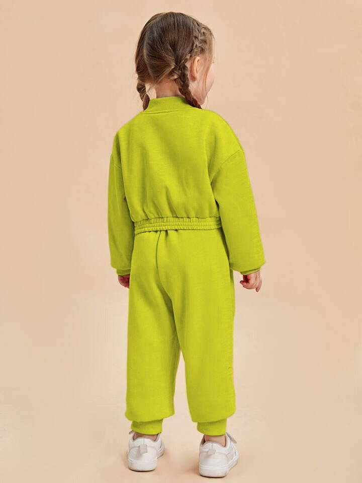 BABY GIRL NEON ZIPPER STYLE WINTER FLEECE TRACKSUIT - #WS00-05