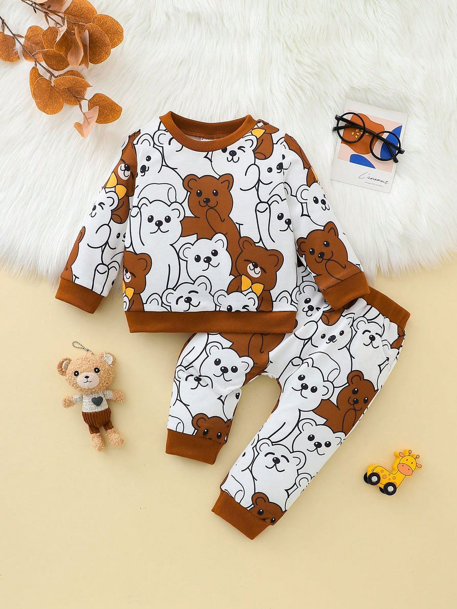 Baby/boy winter bear printed style fleece tracksuit - #WP-002