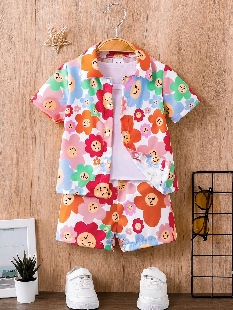 BABY/BOY SUMMER MULTI FLORAL PRINTED SHIRT AND SHORT - #SS507