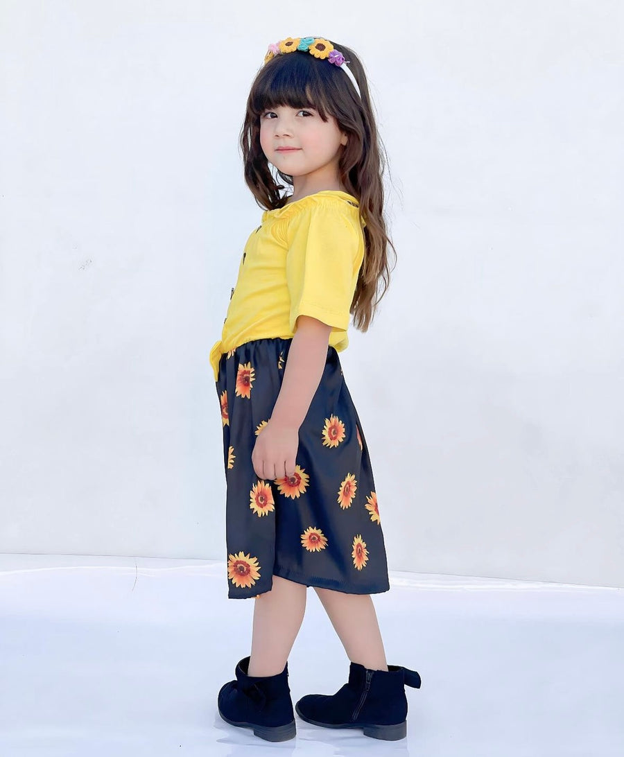 BABY GIRL YELLOW DROP SHOULDER DRESS - #103