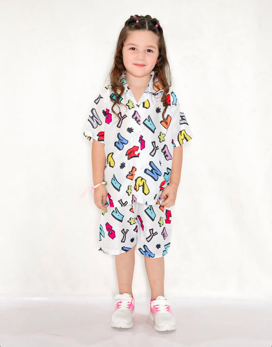 BABY/BOY MULTI ALPHABETIC PRINTED KIDS SHORT AND SHIRT - #SS510