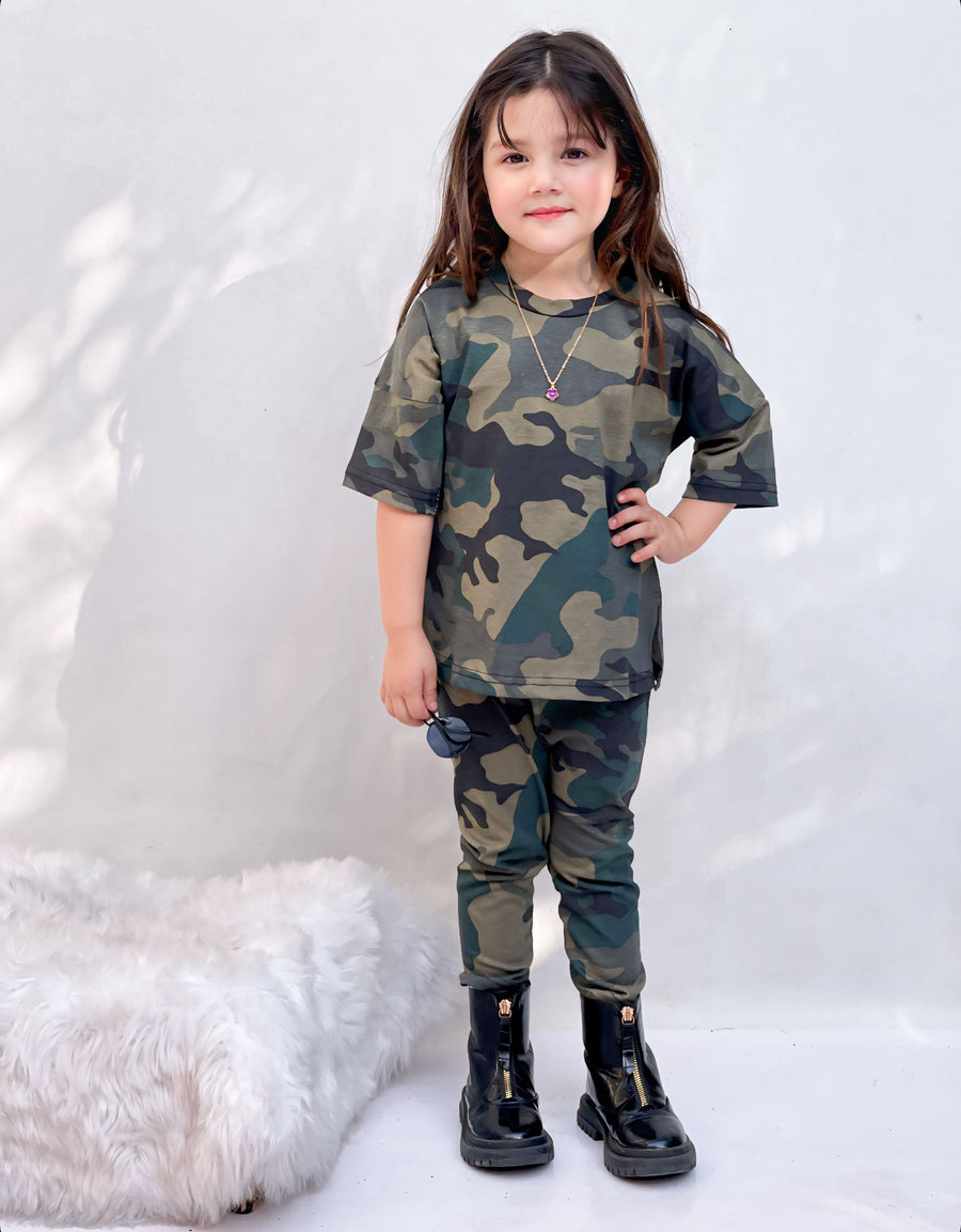 BABY GIRL CAMO PRINTED SUMMER TRACKSUIT