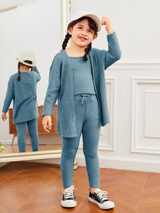 BABY GIRL THREE PIECE KIDS CASUAL WEAR - BLUE