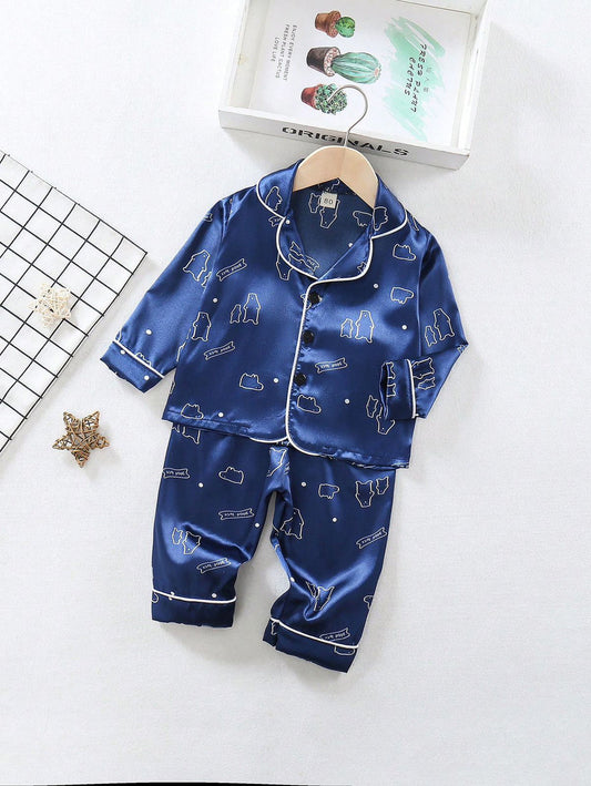 BABY/BOY NAVY BLUE PRINTED KIDS SLEEPWEAR SET - #NS1