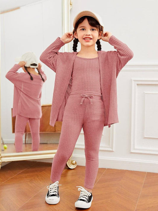 BABY GIRL THREE PIECE KIDS CASUAL WEAR - PINK