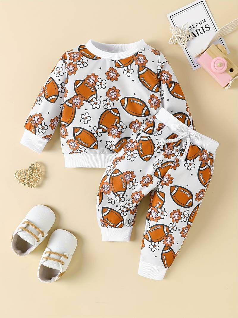 Baby/boy rugby ball printed style winter fleece tracksuit - #WP-0012