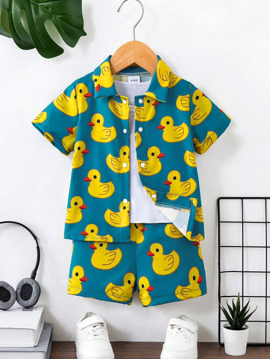 BABY/BOY DUCK PRINTED STYLE KIDS SHORT AND SHIRT - #SS515