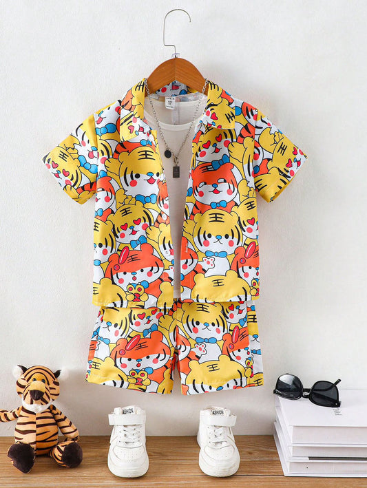 BABY/BOY MINI TIGER PRINTED KIDS SHORT AND SHIRT - #SS516