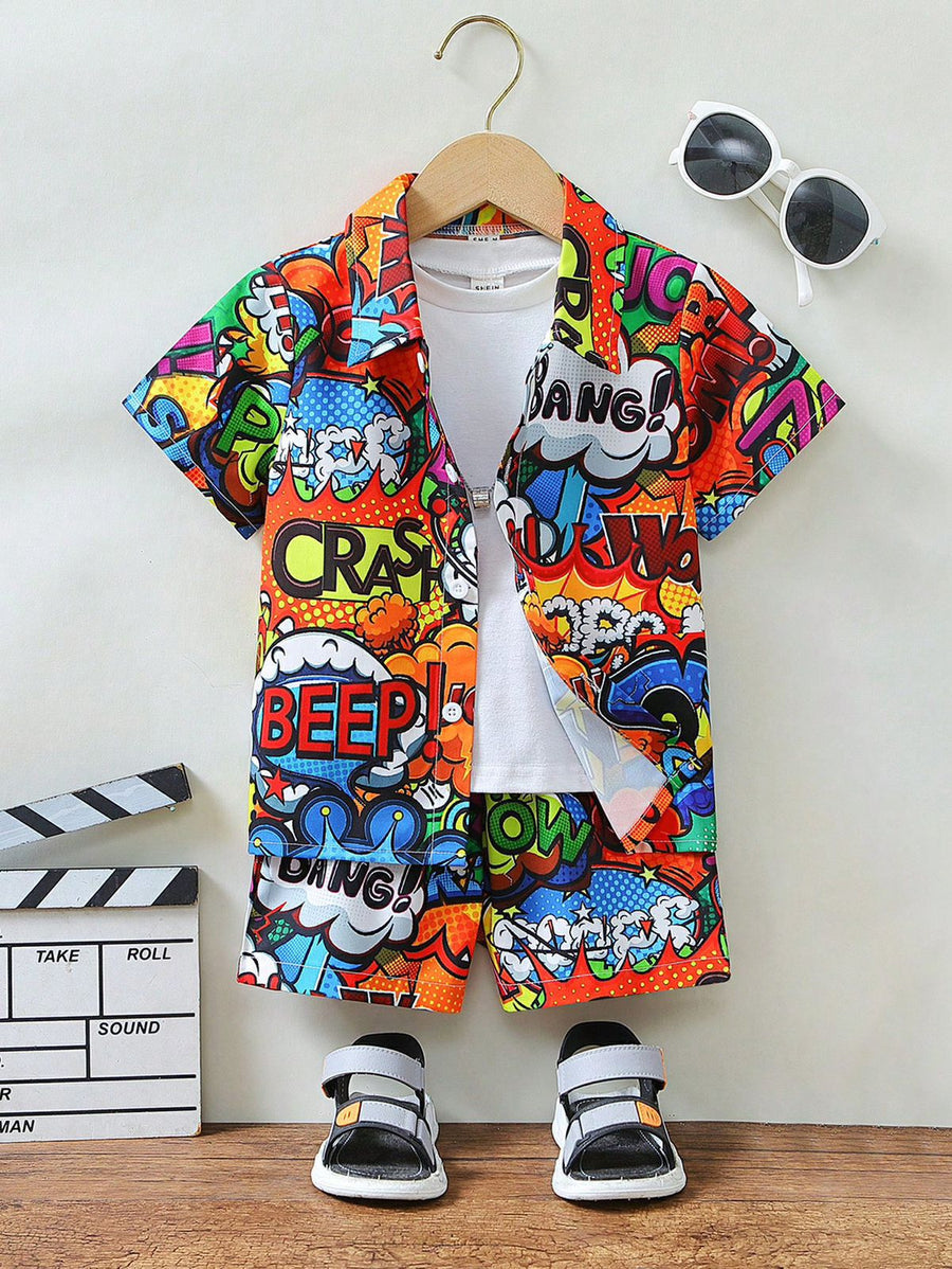 BABY/BOY MULTI CARTOON GRAPHICS STYLE PRINTED KIDS SHORT AND SHIRT - #SS511