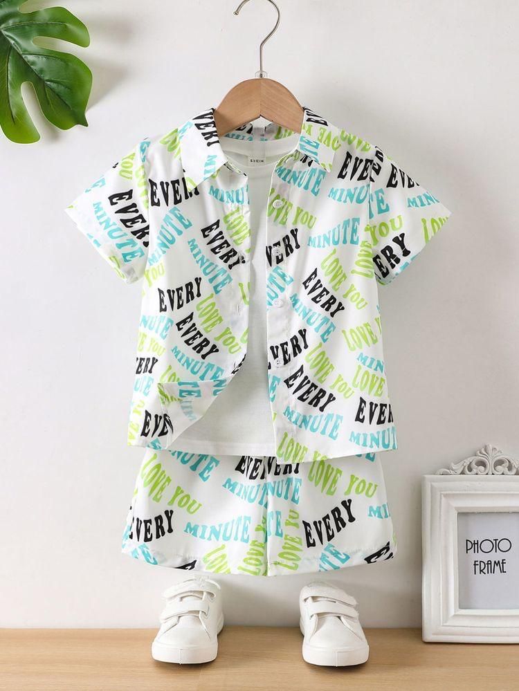 BABY/BOY GREEN ALPHABETIC PRINTED STYLE KIDS SHIRT AND SHORT - #SS519