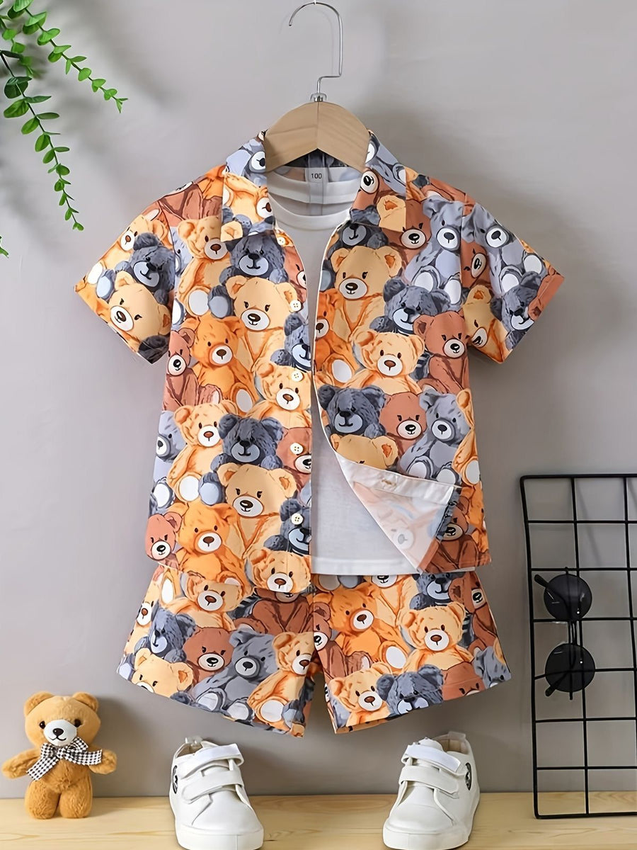 BABY/BOY BROWN BEAR STYLE PRINTED KIDS SHIRT AND SHORT - #SS517