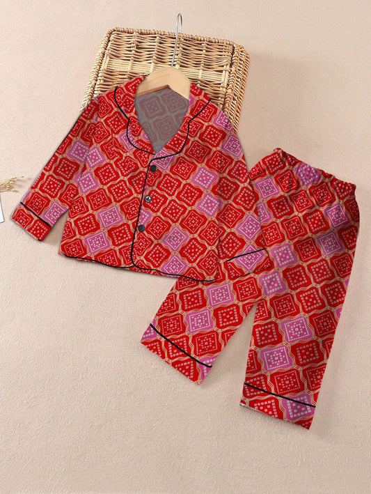 Baby/boy red printed kids sleepwear set - #NS20