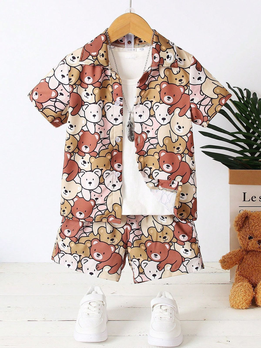 BABY/BOY TEDDY BEAR PRINTED STYLE KIDS SHORT AND SHIRT - #SS20