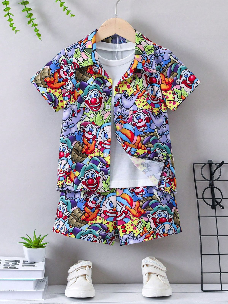 BABY/BOY MULTI JOCKER STYLE CARTOON PRINTED KIDS SHORT AND SHIRT - #SS21